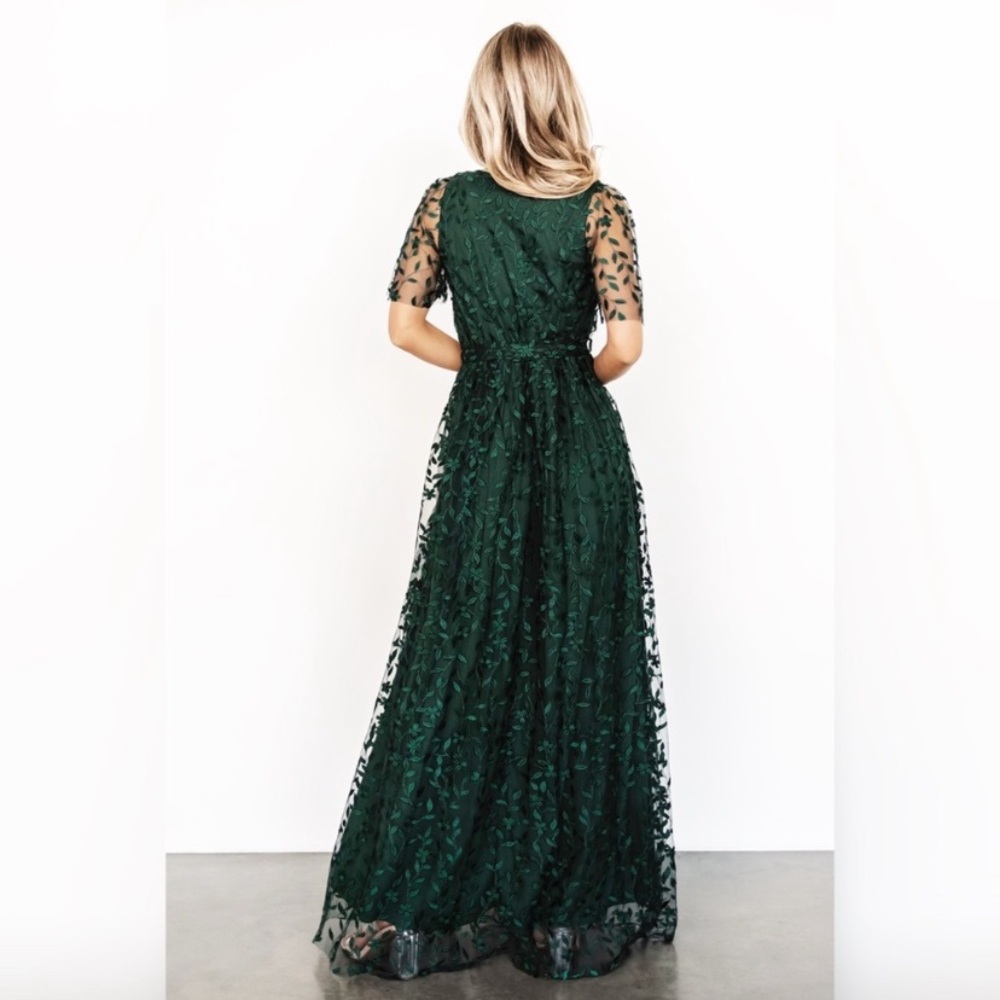 Baltic Born Emerald Green Maxi Dress with Leaf Embroidery - Picture 6 of 11